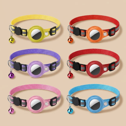Casa Michi AirTag cat collar color board, yellow orange purple red pink and blue