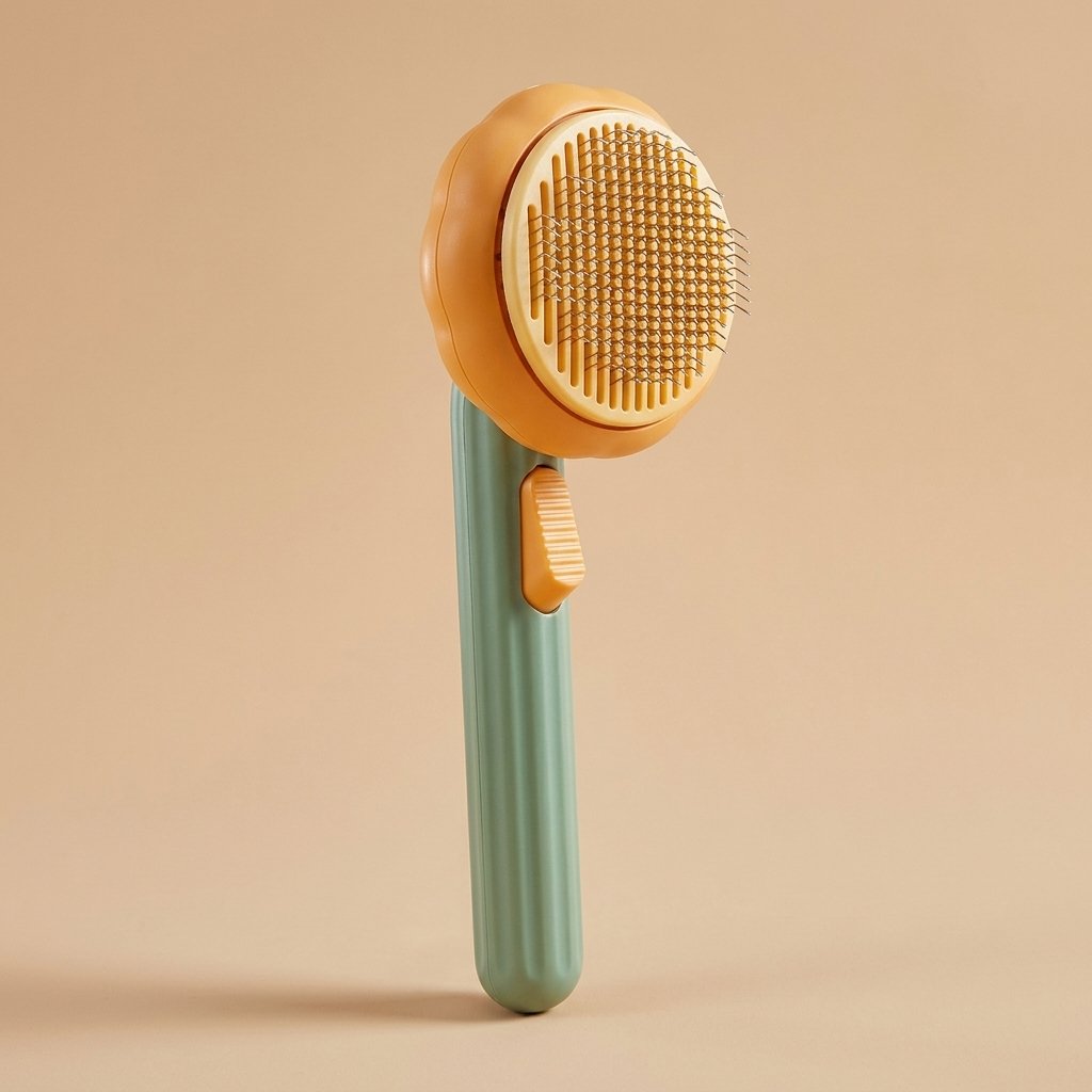 Sage green pumpkin cat brush three-quarter studio product shot