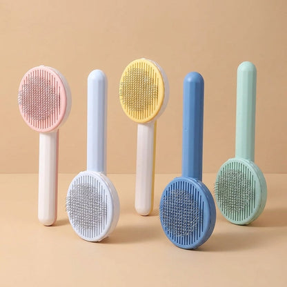 Five pastel self-cleaning slicker brushes, pink yellow mint blue and dusty blue