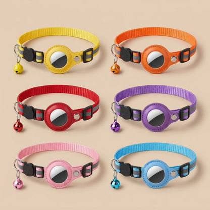 Six color AirTag cat collar board, yellow orange red purple pink and blue