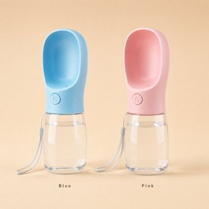 Casa Michi portable cat water bottles blue and pink color board with clear reservoirs